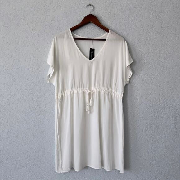 Ekouaer Dresses & Skirts - Ekouer White Short Sleeve Swim Coverup Dress SIze Large